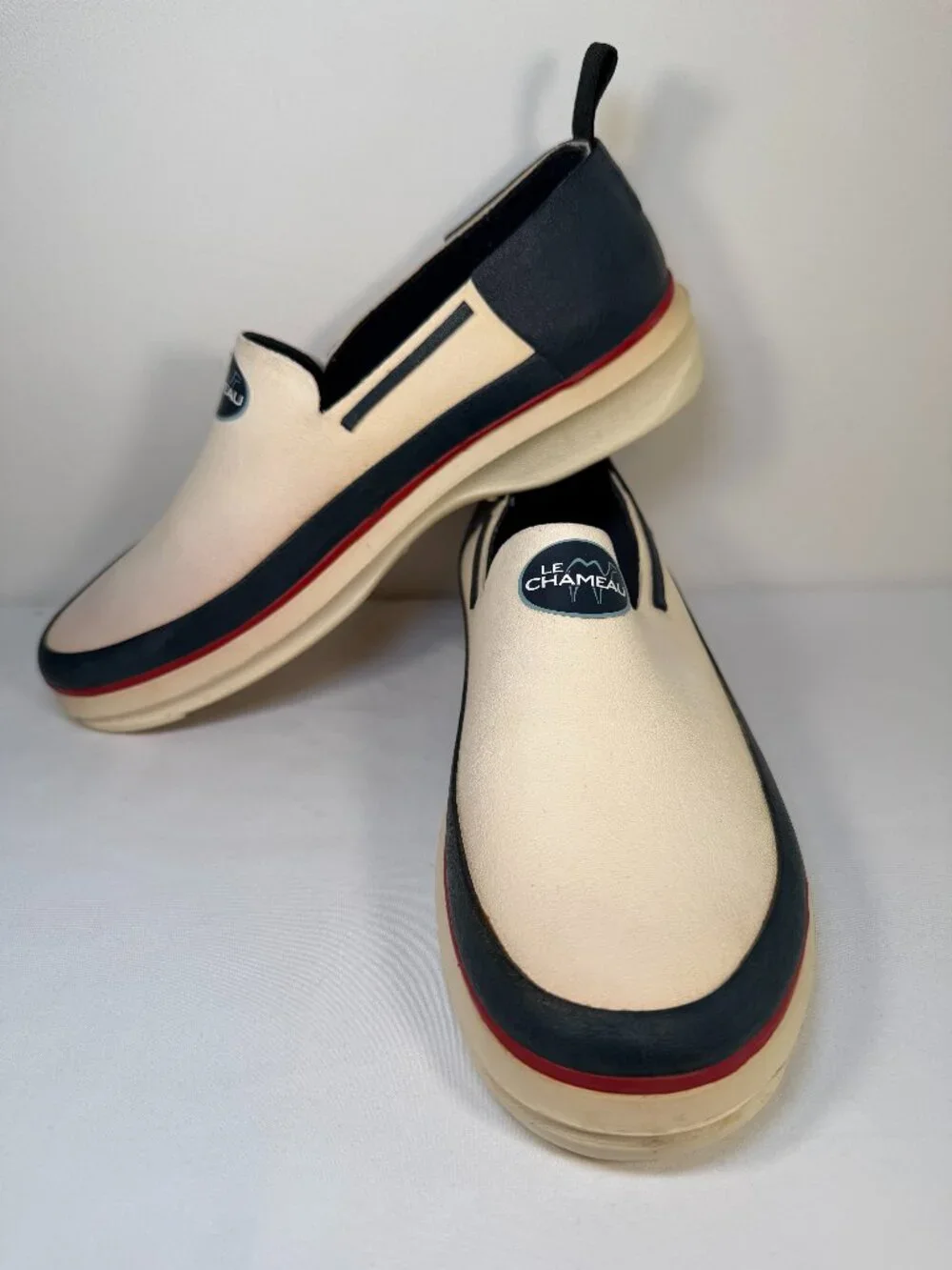 Vintage LE CHAMEAU Beige Rubber Boat Deck Shoes Womens 39 US 8-8.5